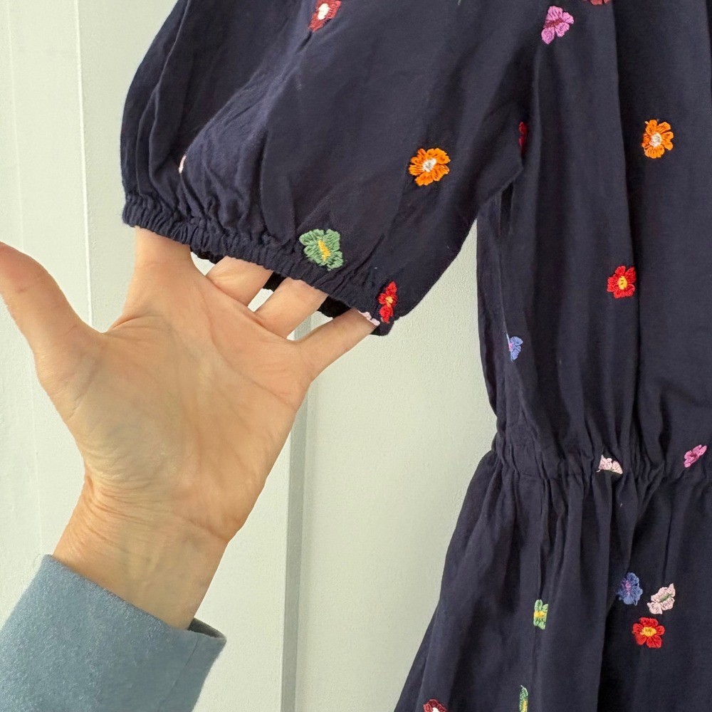 Velvet by Graham & Spencer Navy Floral Embroidered Cotton Mini Dress Small NWT - Picture 12 of 12